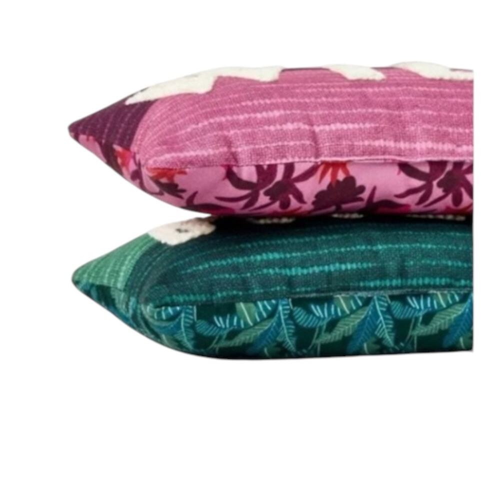 Jungalow x Opalhouse 2pc Wild Oblong Decorative Pillows 8"x13" Pink Teal - Picture 2 of 5